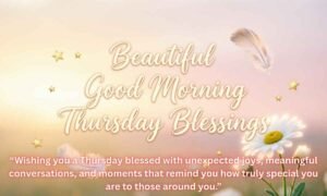 Beautiful Good Morning Thursday Blessings Image: Thursday arrives as a gentle reminder that the week's challenges are nearly behind us. Beautiful Good Morning Thursday Blessings help us pause, reflect, and gather strength for what lies ahead with renewed hope. Sharing Beautiful Good Morning Thursday Blessings creates meaningful connections with loved ones. These heartfelt messages inspire positivity, encourage perseverance, and fill our hearts with gratitude as we approach the weekend with joyful anticipation. Uplifting Thursday Morning Blessings To Brighten Your Day Thursday mornings deserve special recognition as we transition from midweek fatigue to weekend excitement. Uplifting blessings remind us that every new day brings fresh opportunities for growth, connection, and happiness in our personal and professional lives. Starting your Thursday with positive affirmations transforms your entire outlook. These blessings serve as spiritual fuel, helping you navigate challenges with grace while maintaining an optimistic perspective that radiates to everyone around you throughout the day. May this Thursday morning fill your heart with peace and your mind with clarity to accomplish everything you set out to achieve today. Wishing you a Thursday blessed with unexpected joys, meaningful conversations, and moments that remind you how truly special you are to those around you. Let today's sunrise bring you renewed energy, fresh perspectives, and the confidence to tackle any obstacles that come your way this beautiful Thursday. May your Thursday be wrapped in God's grace, filled with laughter, and overflowing with blessings that exceed your greatest expectations and dreams. Embrace this Thursday with open arms, knowing that you are capable, worthy, and destined for wonderful things that await you today. May the light of this Thursday morning illuminate your path, guide your decisions, and bring you closer to your goals and aspirations. Wishing you a Thursday filled with productive moments, heartwarming surprises, and the satisfaction of knowing you're making a positive difference in the world. Let this Thursday be a reminder that you are stronger than you think, braver than you believe, and more blessed than you realize. May your Thursday overflow with kindness received, love given, and blessings that multiply throughout the day in unexpected and delightful ways. Start this Thursday knowing that your presence matters, your efforts are valued, and your potential is limitless in every endeavor you pursue. Inspirational Good Morning Thursday Blessings Inspiration fuels our souls and propels us forward during challenging times. Thursday blessings infused with inspirational messages help us maintain momentum, reminding us that greatness often requires persistence, faith, and unwavering belief in ourselves. These blessings encourage us to look beyond temporary setbacks and focus on long-term victories. They remind us that each Thursday represents another opportunity to rewrite our story, pursue our passions, and create lasting impact. May this Thursday inspire you to chase dreams that once seemed impossible, knowing that faith and determination can move mountains in your life. Let today be the Thursday you stop doubting yourself and start believing in the incredible potential that resides within your heart and mind. Wishing you a Thursday filled with inspiration that transforms ordinary moments into extraordinary memories and simple actions into significant achievements. May you find inspiration in small victories today, remembering that every step forward, no matter how tiny, brings you closer to greatness. This Thursday, may you be inspired by your own resilience, encouraged by your progress, and motivated by the amazing possibilities that await you. Let this Thursday morning remind you that your story isn't over yet—the best chapters are still being written with each choice you make. May today inspire you to be the person you needed when you were younger, spreading hope and kindness wherever your journey takes you. Wishing you a Thursday that reignites your passion, restores your purpose, and reminds you why you started this incredible journey in the first place. May this Thursday bring you encounters with people who inspire you, ideas that excite you, and opportunities that challenge you to grow exponentially. Let today be a Thursday where you inspire others simply by being authentically yourself, sharing your unique gifts with the world around you. Good Morning, Happy Thursday Blessings for the Family Family forms the foundation of our happiness and provides unwavering support through life's journey. Thursday blessings for family strengthen these precious bonds, reminding us to cherish the people who know us best and love us unconditionally. Sharing Thursday blessings with family members creates traditions that transcend generations. These messages express gratitude, reinforce connections, and ensure that every family member feels valued, appreciated, and loved as they start their day. May this Thursday bring your family closer together, filling your home with laughter, love, and countless reasons to be grateful for one another. Wishing your family a Thursday blessed with harmony, understanding, and beautiful moments that become cherished memories for years to come ahead. May God protect and guide your family this Thursday, surrounding each member with His grace, wisdom, and abundant blessings throughout the day. Let this Thursday strengthen the bonds within your family, reminding everyone how blessed you are to have each other through all circumstances. May your family experience joy, peace, and prosperity this Thursday, with every member feeling loved, supported, and appreciated in meaningful ways. Wishing your household a Thursday filled with warm embraces, encouraging words, and the comfort of knowing you belong to something beautifully special. May this Thursday bring healing to any family wounds, understanding to any conflicts, and love that overcomes all challenges you face together. Let your family be blessed with health, happiness, and countless reasons to smile together this Thursday and throughout the remaining week ahead. May God's grace cover your entire family this Thursday, providing protection, guidance, and blessings that overflow into every aspect of your lives. Wishing your family a Thursday where everyone feels heard, valued, and loved, creating an atmosphere of acceptance and unconditional support at home. Good Morning, Have a Blessed Thursday A blessed Thursday transcends ordinary routine, transforming mundane tasks into purposeful activities. These blessings invite divine favor into our lives, helping us recognize miracles in everyday moments and appreciate the gift of another day. When we wish someone a blessed Thursday, we're acknowledging their worth and expressing genuine care. This simple gesture creates ripples of positivity that can completely change someone's perspective and brighten their entire day. Have a blessed Thursday where every challenge becomes an opportunity, every setback becomes a setup for a greater comeback in your life. May you have a blessed Thursday filled with moments of peace, bursts of inspiration, and the satisfaction of productive accomplishments throughout the day. Wishing you a blessed Thursday where God's presence is evident in every interaction, decision, and experience you encounter from sunrise to sunset. Have a blessed Thursday knowing that you are exactly where you need to be, learning what you need to learn for your journey. May this blessed Thursday bring you clarity in confusion, strength in weakness, and hope in moments when doubt tries to creep in. Have a Thursday so blessed that even the challenges you face become testimonies of God's faithfulness and your incredible resilience and determination. Wishing you a blessed Thursday where your cup overflows with goodness, your heart swells with gratitude, and your spirit soars with joy. May you have a blessed Thursday that exceeds your expectations, surprises you with kindness, and reminds you of life's abundant goodness everywhere. Have a blessed Thursday where you see God's handiwork in nature's beauty, feel His love in others' kindness, and experience miracles today. May this blessed Thursday restore what was lost, heal what was broken, and multiply what remains in your life abundantly and beautifully. Positive Encouragement Good Morning Thursday Messages Encouragement acts as emotional fuel that powers us through difficult moments. Thursday messages filled with positive encouragement help people overcome self-doubt, push past limitations, and believe in their ability to achieve remarkable things despite obstacles. These uplifting messages remind us that we're not alone in our struggles. They provide emotional support, boost confidence, and create a supportive atmosphere where people feel empowered to take risks and pursue their dreams fearlessly. You've got this! This Thursday is another opportunity to prove to yourself just how capable, resilient, and amazing you truly are. Don't give up now—you're closer than you think to breakthrough. This Thursday could be the turning point you've been praying for relentlessly. Your efforts are not going unnoticed. Keep pushing forward this Thursday, knowing that your hard work will pay off beautifully very soon. This Thursday, remember that mistakes are proof you're trying. Every stumble brings you one step closer to success and personal mastery in life. You are doing better than you think. This Thursday, celebrate your progress instead of fixating on how far you still have to go. Believe in yourself this Thursday as much as those who love you believe in you—because you are truly capable of extraordinary things. This Thursday, replace "I can't" with "I'll try." Small shifts in mindset create massive changes in outcomes and personal achievement levels. You are stronger than any challenge facing you this Thursday. Face it with courage, knowing you've overcome difficult situations before successfully. This Thursday, focus on progress, not perfection. Every small step forward is still movement in the right direction toward your goals. Keep going! This Thursday might feel tough, but you've survived every difficult day before this one, and you'll conquer this too. Thursday Prayers for Strength, Peace, and Hope Prayer connects us with something greater than ourselves, providing comfort during uncertainty. Thursday prayers for strength, peace, and hope remind us that we don't have to face life's battles alone—divine assistance is always available. These heartfelt prayers address our deepest needs, asking for resilience when we're weak, tranquility when we're anxious, and optimism when circumstances seem bleak. They ground us spiritually and emotionally throughout the day. Lord, grant me strength this Thursday to face whatever comes my way with courage, grace, and unwavering faith in Your perfect plan. Heavenly Father, I pray for peace this Thursday—peace in my mind, peace in my heart, and peace in all my relationships today. God, fill me with hope this Thursday, reminding me that brighter days are ahead and that You're working everything out for my good. Dear Lord, when I feel weak this Thursday, be my strength. When I feel lost, be my guide through every decision I make. Father, I pray for inner peace this Thursday that surpasses all understanding, guarding my heart and mind throughout this entire day ahead. God, renew my hope this Thursday. Help me trust Your timing, believe in Your promises, and rest in Your unfailing love always. Lord, strengthen my faith this Thursday when doubts arise, calm my anxious thoughts, and remind me that You are always in control. Heavenly Father, grant me peaceful moments this Thursday to reflect, recharge, and reconnect with what truly matters in my life journey. God, I pray for hope to replace my fears this Thursday, for Your light to overcome any darkness I might encounter today. Dear Lord, empower me with supernatural strength this Thursday to accomplish tasks, overcome obstacles, and glorify You through my actions always. Thursday Positive Quotes to Boost Your Energy Positive quotes serve as mental vitamins that nourish our minds with optimism. Thursday quotes energize us, shifting our focus from exhaustion to excitement as we approach the weekend with renewed vigor and enthusiasm. These carefully chosen words remind us that attitude determines altitude. They help us reframe challenges as opportunities, viewing Thursday not as another workday but as a gift filled with potential and promise. "Thursday: the day to finish what Monday started with renewed energy and clearer vision for success ahead." "Let Thursday be the day your enthusiasm returns, your goals become clearer, and your determination grows stronger than ever before." "Thursday whispers, 'You're almost there.' Keep pushing—the weekend is your reward for this week's hard work and dedication shown." "This Thursday, choose joy over worry, progress over perfection, and gratitude over complaints in every situation you face today." "Thursday is proof you survived the week's challenges. Now finish strong and celebrate your resilience with pride and satisfaction." "Energy flows where attention goes. This Thursday, focus on what energizes you rather than what drains your precious enthusiasm daily." "Thursday brings fresh opportunities to correct this week's mistakes and create victories that make the entire week worthwhile and memorable." "Let Thursday be your launching pad, not your landing spot. Use today's momentum to propel yourself toward weekend success stories." "Thursday reminds us that endings are beginnings in disguise—finish this week strong and prepare for next week's amazing opportunities ahead." "This Thursday, your vibe attracts your tribe. Radiate positivity, and watch how the world responds with equal energy and enthusiasm." Thursday Motivational Quotes for Work to Keep You Inspired Workplace motivation directly impacts productivity and job satisfaction. Thursday motivational quotes help employees push through midweek fatigue, maintain focus, and approach their responsibilities with professionalism and dedication until week's end. These work-focused messages inspire excellence, encourage collaboration, and remind professionals that their contributions matter. They help transform ordinary workdays into opportunities for growth, learning, and meaningful achievement in career development. "Thursday at work: another chance to demonstrate your value, sharpen your skills, and prove why you're an invaluable team asset." "Success isn't about working harder on Thursday—it's about working smarter and finishing the week with purpose and intentional effort always." "This Thursday, let your work ethic speak louder than your words. Excellence is the best advertisement for your professional capabilities." "Thursday is your opportunity to turn this week around. One productive day can make everything you've accomplished this week worthwhile." "At work this Thursday, be the energy you want to attract. Positivity is contagious and transforms entire team dynamics beautifully." "Thursday: the perfect day to finish strong, impress your colleagues, and set yourself up for an even better week ahead next time." "Your Thursday work matters more than you realize. Every task completed brings you closer to professional goals and career advancement opportunities." "This Thursday, approach challenges at work as opportunities to showcase your problem-solving abilities and creative thinking skills impressively." "Thursday motivation: remember why you started, focus on where you're going, and appreciate how far you've already come professionally this year." "Finish this Thursday knowing you gave your best effort. Consistent excellence at work builds reputations that open doors for future success." Good Morning Thursday Messages For A Great Day Morning messages set the tone for the entire day ahead. Good morning Thursday messages create positive expectations, helping people approach their day with optimism, confidence, and readiness to embrace whatever comes their way. These thoughtful messages show people they're remembered and valued. A simple good morning text can brighten someone's mood, boost their confidence, and remind them that someone cares about their wellbeing and success. Good morning! May this Thursday bring you unexpected blessings, delightful surprises, and countless reasons to smile from sunrise to sunset today. Rise and shine! Thursday is here with fresh possibilities, new opportunities, and the promise of wonderful things waiting to unfold for you. Good morning! Let this Thursday be filled with productive moments, meaningful connections, and achievements that make you proud of yourself always. Wake up to a beautiful Thursday morning knowing you're capable of handling whatever today brings with grace, strength, and positive attitude. Good morning! Thursday greets you with open arms, ready to deliver blessings, opportunities, and moments that take your breath away beautifully. Start your Thursday morning with gratitude in your heart, determination in your mind, and confidence in your ability to create greatness. Good morning! May this Thursday exceed all your expectations and remind you that life is full of beautiful possibilities waiting to be discovered. Wake up, it's Thursday! Another day to make memories, chase dreams, and be the amazing person you were created to be always. Good morning! Let Thursday inspire you to be bold, encourage you to take chances, and reward you with success beyond your imagination. Rise to this beautiful Thursday morning knowing you have everything within you to make today absolutely incredible and wonderfully memorable always. Good Morning Thursday Blessings Thursday blessings carry special significance as we transition from midweek to weekend. These messages acknowledge our perseverance, celebrate our progress, and prepare us mentally and spiritually for the final push toward weekly goals and relaxation. Receiving a Thursday blessing reminds us to pause and appreciate the present moment. These messages encourage gratitude, foster positivity, and help us recognize the abundance already present in our lives daily. May this Thursday bless you with wisdom in decisions, courage in actions, and faith that everything is working for your highest good. Blessings of peace, prosperity, and purpose surround you this Thursday, guiding you toward fulfilling your destiny and achieving your dreams successfully. May Thursday shower you with opportunities disguised as challenges, helping you discover strengths you never knew existed within yourself before today. This Thursday, may you be blessed with people who support you, experiences that teach you, and moments that remind you why life is beautiful. May blessings follow you everywhere this Thursday—at home, at work, and in every space between, multiplying goodness throughout your entire day. This Thursday, may you receive the exact blessings you need, even if they don't look like what you expected or prayed for specifically. May Thursday bless you with clarity to see solutions, courage to implement them, and patience to trust the process of transformation ahead. Blessings of health, happiness, and wholeness cover you this Thursday, protecting you from negativity and surrounding you with positive energy always. May this Thursday bring blessings that open doors you didn't know existed and close doors that no longer serve your journey forward. This Thursday, may you be blessed beyond measure, loved beyond words, and protected beyond your greatest fears and worries in life. Thursday Inspirational Blessings Inspirational blessings combine spiritual wisdom with motivational energy, creating powerful messages that touch both heart and mind. These Thursday blessings inspire action while acknowledging the divine guidance that supports our efforts throughout life's journey. These messages remind us that inspiration often comes when we least expect it. They encourage us to remain open to possibility, trusting that Thursday holds unique blessings specifically designed for our growth and development. May this Thursday inspire you to become the person you've always dreamed of being, one brave choice at a time consistently. Let Thursday bless you with inspiration that transforms your perspective, renews your passion, and reignites your purpose in life beautifully. May you find inspiration this Thursday in unexpected places—a stranger's smile, a child's laughter, or nature's breathtaking beauty surrounding you. This Thursday, may you be inspired by your own journey, recognizing how far you've come despite obstacles that once seemed impossible. May Thursday bring inspirational moments that shift your thinking, expand your possibilities, and remind you that limitations are often self-imposed beliefs. Let this Thursday inspire courage within you to pursue dreams that scare you, knowing that growth happens outside your comfort zone. May you inspire others this Thursday simply by living authentically, pursuing your passion, and refusing to settle for less than extraordinary. This Thursday, may inspiration strike like lightning, illuminating paths you couldn't see before and possibilities you never considered exploring previously. May Thursday bless you with stories that inspire, people who motivate, and experiences that remind you why you're on this journey. Let this Thursday inspire gratitude for what you have while maintaining hunger for what you're destined to become through dedication. Cute Thursday Morning Blessings Cute blessings add warmth and sweetness to Thursday mornings, making people smile before their day truly begins. These charming messages use playful language and affectionate tones to express care in endearing, lighthearted ways that brighten moods. These adorable blessings work especially well for close friends and family members. They combine affection with encouragement, creating messages that feel personal, thoughtful, and genuinely caring without being overly formal or serious in tone. Sending you a virtual hug and Thursday blessings wrapped in sunshine, sprinkled with joy, and topped with a smile for today. May your Thursday be as sweet as morning coffee, as warm as sunshine, and as lovely as you are to everyone around you. Hello Thursday! Wishing you a day filled with tiny miracles, happy accidents, and moments that make your heart do little happy dances. May your Thursday sparkle with little joys—finding a parking spot, catching green lights, and receiving unexpected compliments that brighten your day. Sending Thursday blessings your way with extra sprinkles of happiness, a dash of laughter, and a generous serving of good vibes. May your Thursday be filled with puppy-level enthusiasm, kitten-level cuteness, and enough positive energy to power through anything ahead joyfully. Wishing you a Thursday as wonderful as you are, as bright as your smile, and as special as the joy you bring to others. May Thursday greet you with gentle whispers of encouragement, soft reminders of your awesomeness, and cozy feelings of being truly blessed. Sending you Thursday morning blessings tied with ribbons of hope, wrapped in laughter, and delivered with love straight to your heart today. May your Thursday be filled with those little moments that make life sweet—warm drinks, good songs, kind words, and heartfelt connections. Thankful Thursday Blessings Gratitude transforms our perspective, helping us recognize blessings we often overlook. Thankful Thursday blessings encourage us to pause and appreciate what we have rather than fixating on what's missing from our lives today. These blessings remind us that thankfulness is a choice we make daily. When we cultivate gratitude on Thursdays, we position ourselves to enter the weekend with contentment, peace, and appreciation for life's abundant gifts surrounding us. This Thursday, may your heart overflow with gratitude for blessings both seen and unseen, recognized and yet to be discovered ahead. Thankful Thursday reminder: you woke up today, you have opportunities ahead, and you're surrounded by more blessings than you realize always. May this Thursday remind you to count blessings instead of problems, celebrate progress instead of perfection, and appreciate the journey fully. On this thankful Thursday, may you recognize that even on difficult days, there are countless reasons to be grateful for life's gifts. This Thursday, practice gratitude for simple things—breathing freely, walking easily, loving deeply, and experiencing life's beautiful ordinary moments daily. May Thursday open your eyes to blessings you've taken for granted, reminding you that abundance surrounds you in countless forms always. Thankful Thursday blessing: may you appreciate lessons learned from challenges as much as joy received from victories throughout your journey so far. This Thursday, may gratitude shift your perspective, transforming what you have into enough and who you are into more than sufficient. May this Thursday remind you to thank those who've blessed your life—friends who listen, family who support, and strangers who show kindness. On this thankful Thursday, may your gratitude become so loud that it drowns out negativity, worry, and every thought that doesn't serve you. This Thursday, be thankful for new beginnings disguised as endings, for closed doors that redirected you toward better opportunities ahead always. May Thursday bless you with a grateful heart that recognizes goodness everywhere, appreciates small gestures, and celebrates life's simple pleasures joyfully. Thankful Thursday thought: appreciation multiplies what you have. Today, be grateful, and watch how blessings multiply in unexpected ways beautifully. This Thursday, may you find something to be thankful for in every hour, transforming ordinary moments into extraordinary blessings through gratitude. May this thankful Thursday remind you that gratitude isn't just for big blessings but for every breath, every moment, and every opportunity given. Thursday represents more than just another weekday—it's a bridge between effort and reward. These blessings remind us to pause, reflect, and appreciate the journey while maintaining momentum toward our goals with renewed purpose. May these Beautiful Good Morning Thursday Blessings inspire you to share positivity with others. When we uplift those around us, we create ripples of kindness that transform communities and make every Thursday truly special.