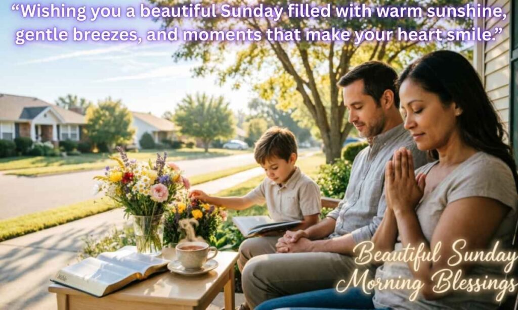 Beautiful Sunday Morning Blessings:
“Wishing you a beautiful Sunday filled with warm sunshine, gentle breezes, and moments that make your heart smile.”