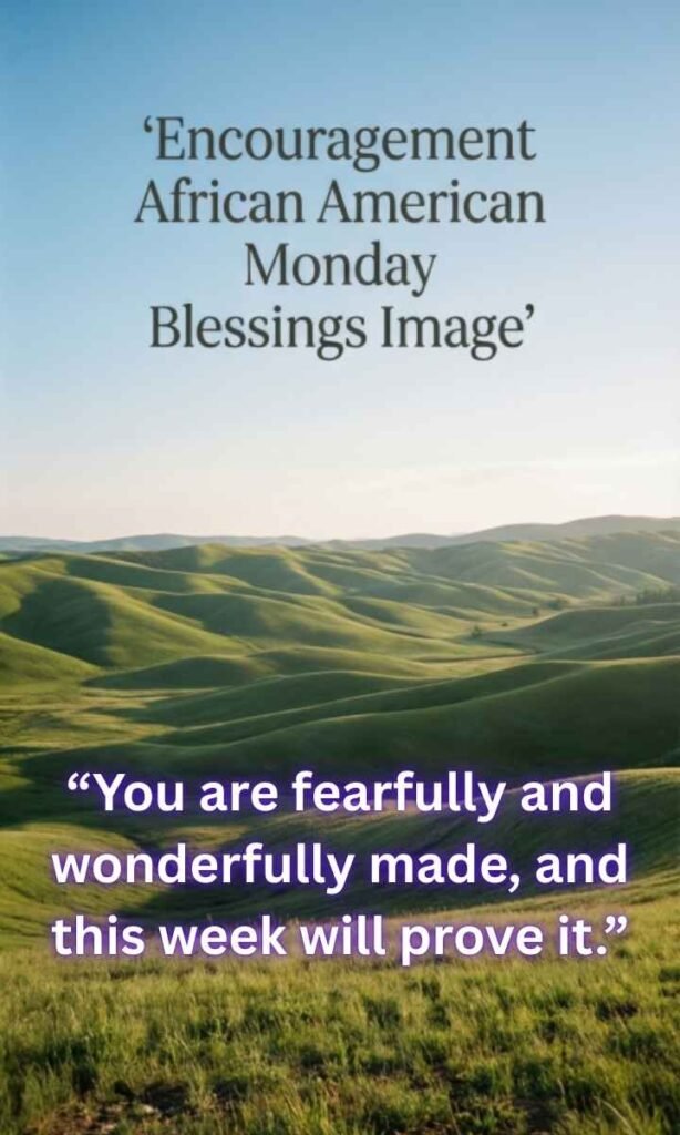 Encouragement African American Monday Blessings Image:
"Monday motivation: You are fearfully and wonderfully made, and this week will prove it."