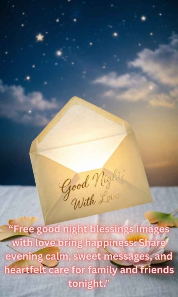 Free Good Night Blessings Image with Love:
Free good night blessings image with love bring happiness. Share evening calm, sweet messages, and heartfelt care for family and friends tonight.