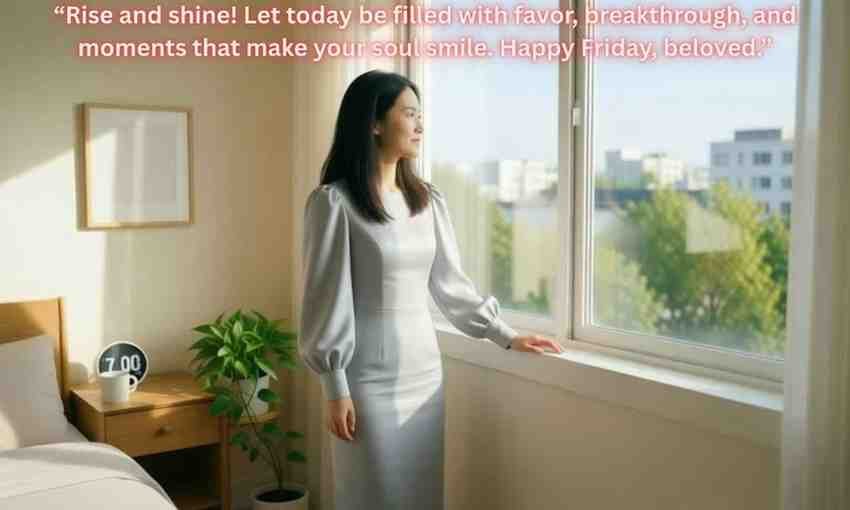 Friday Morning Energy – Start the Day Right:
Rise and shine! Let today be filled with favor, breakthrough, and moments that make your soul smile. Happy Friday, beloved.