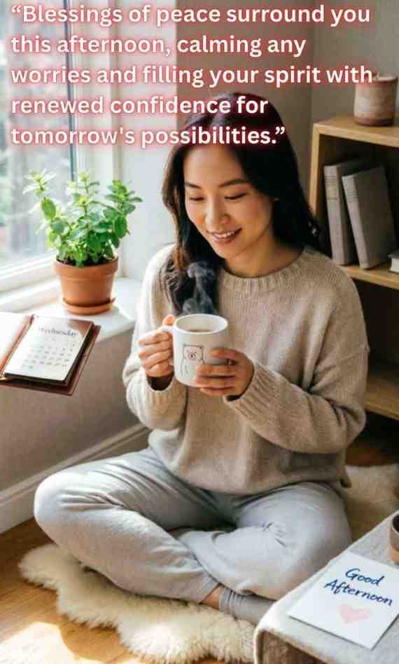 Good Afternoon Wednesday Blessings:
Blessings of peace surround you this afternoon, calming any worries and filling your spirit with renewed confidence for tomorrow's possibilities.