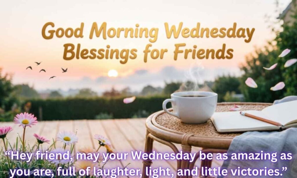 Good Morning Wednesday Blessings for Friends: Hey friend, may your Wednesday be as amazing as you are, full of laughter, light, and little victories.