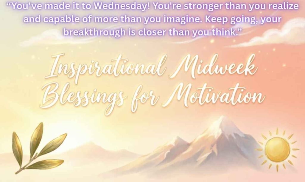 Inspirational Midweek Blessings for Motivation:
"You've made it to Wednesday! You're stronger than you realize and capable of more than you imagine. Keep going, your breakthrough is closer than you think."