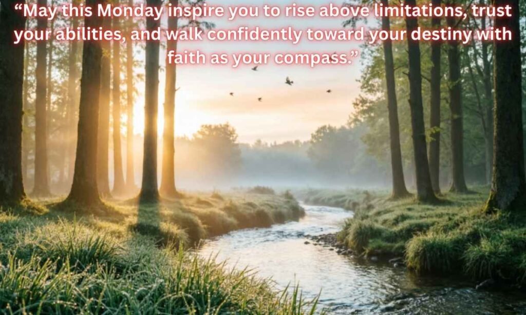 Inspirational Monday Morning Blessings Image:
“May this Monday inspire you to rise above limitations, trust your abilities, and walk confidently toward your destiny with faith as your compass.”