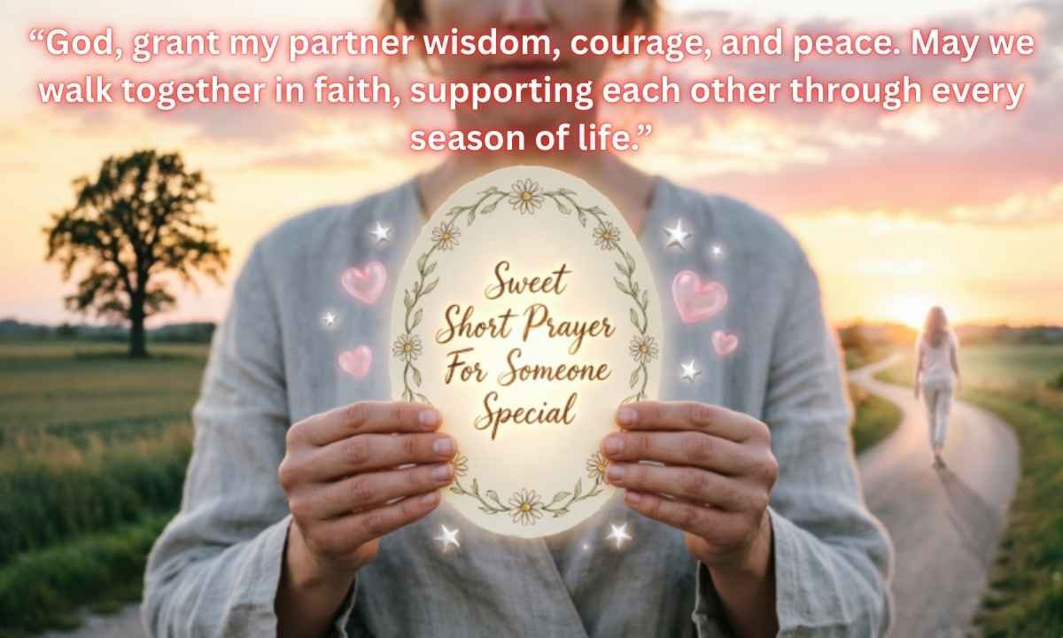 Sweet Short Prayer For Someone Special: "God, grant my partner wisdom, courage, and peace. May we walk together in faith, supporting each other through every season of life."