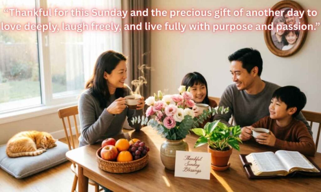 Thankful Sunday Blessings Image:
Thankful for this Sunday and the precious gift of another day to love deeply, laugh freely, and live fully with purpose and passion.