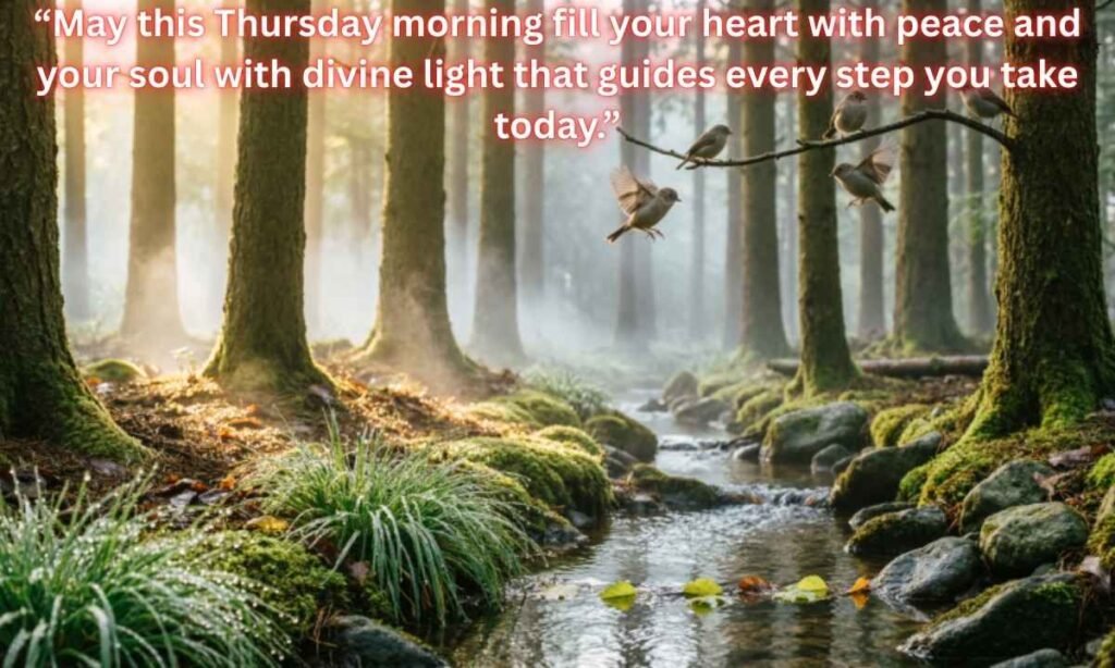 Thursday Morning Blessings and Prayers Image:
May this Thursday morning fill your heart with peace and your soul with divine light that guides every step you take today.