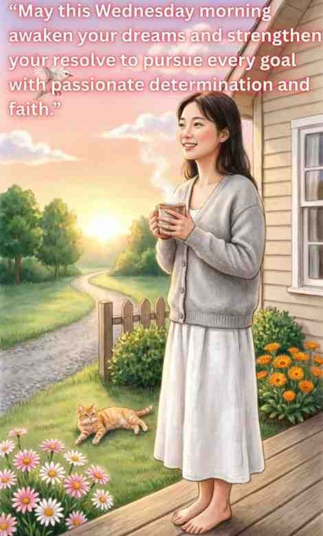Uplifting Good Morning Wednesday Blessings:
May this Wednesday morning awaken your dreams and strengthen your resolve to pursue every goal with passionate determination and faith.
