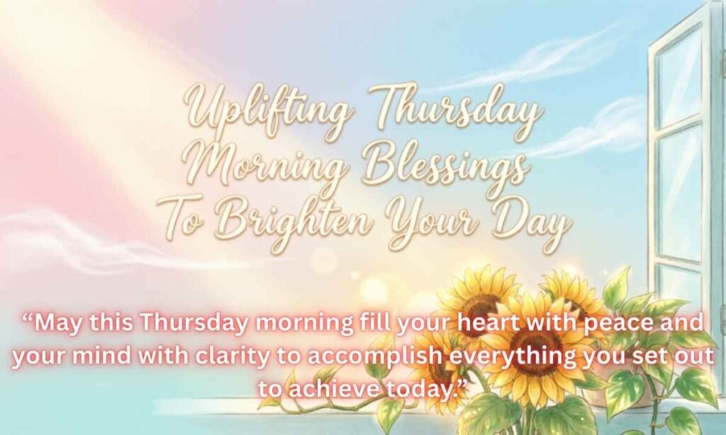 Uplifting Thursday Morning Blessings To Brighten Your Day Image:
“May this Thursday morning fill your heart with peace and your mind with clarity to accomplish everything you set out to achieve today.”