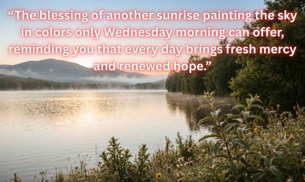 Good Morning, Wednesday Blessings Image:
The blessing of another sunrise painting the sky in colors only Wednesday morning can offer, reminding you that every day brings fresh mercy and renewed hope.