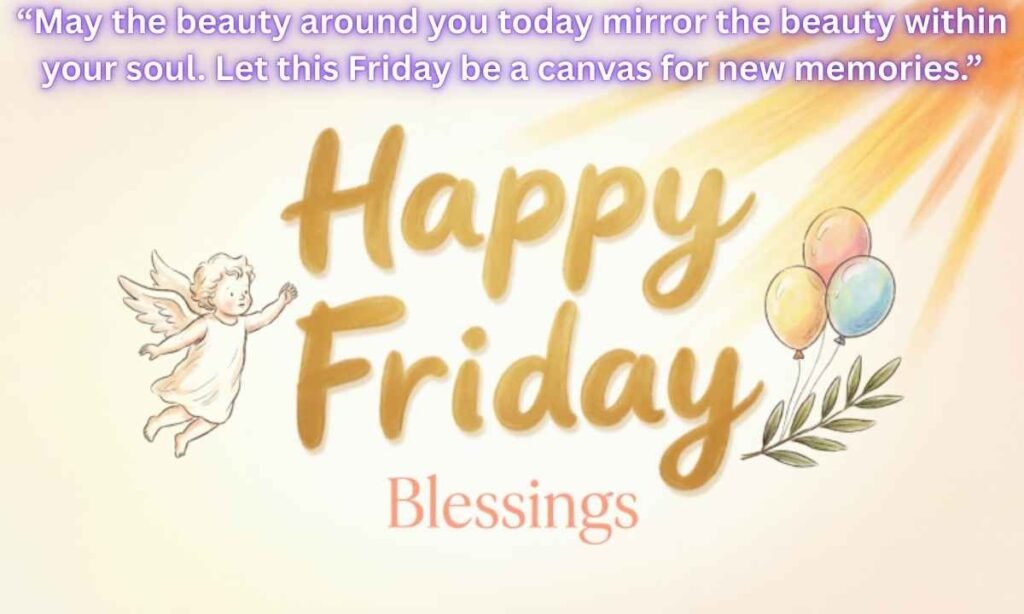 Happy Friday Blessings Image: May the beauty around you today mirror the beauty within your soul. Let this Friday be a canvas for new memories.