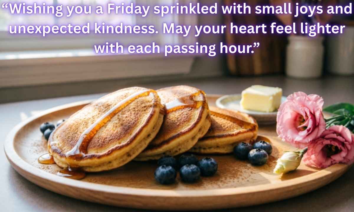 Happy Friday Blessings Image: Wishing you a Friday sprinkled with small joys and unexpected kindness. May your heart feel lighter with each passing hour.