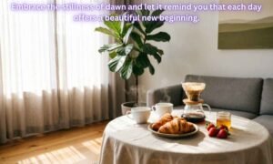 Sunday Morning Blessings Image: Embrace the stillness of dawn and let it remind you that each day offers a beautiful new beginning.