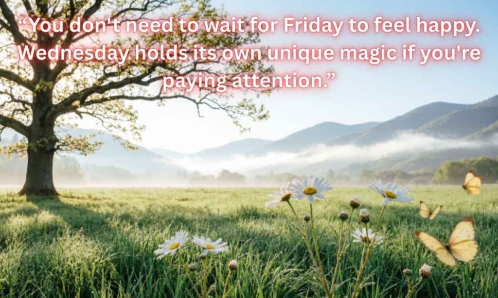 Wednesday Morning Inspirational Quotes With Images:
“You don't need to wait for Friday to feel happy. Wednesday holds its own unique magic if you're paying attention.”